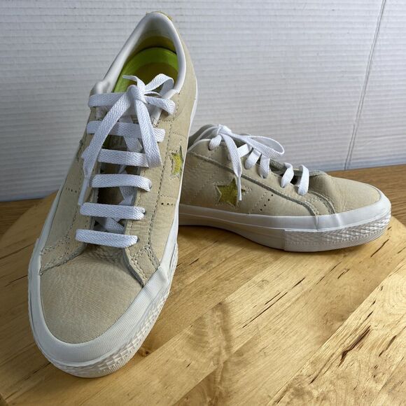 Converse One Star Ox Skate Shoes Sneakers Leather Bitter Lemon/White M-6  W-7.5 - Picture 2 of 11